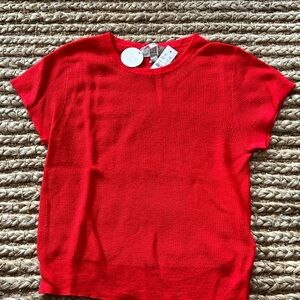 J. Crew Red Cashmere Fitted Lightweight Tee - M